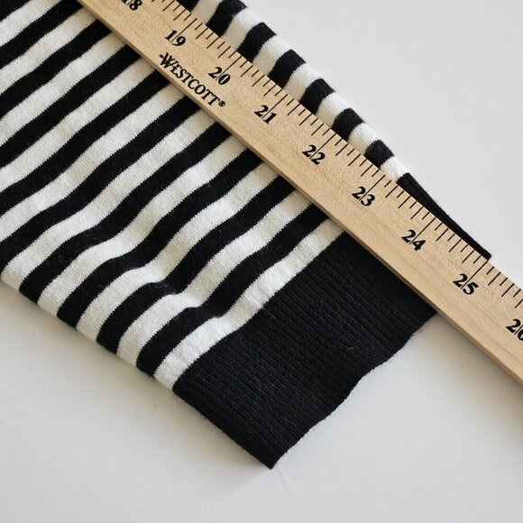 Hudson North Sweater Women XL Black White LS Collar V Neck Stripes Nautical Boho - Picture 7 of 14